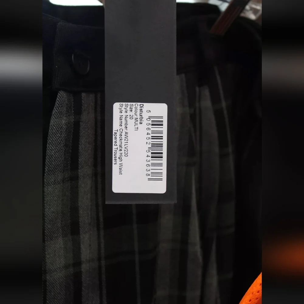 Disturbia Black and Green Plaid Two-Tone Trousers - Picture 3 of 5